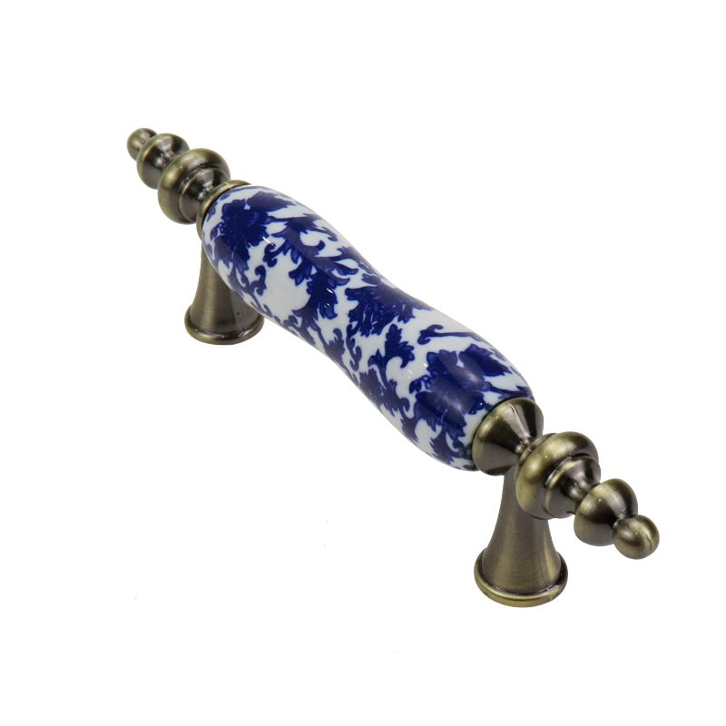 Mcredy Cabinet Pulls Ceramic Door Knobs Painted Cabinet Drawer Wardrobe Pull Handles Blue and White Porcelain Pattern with Screws T Pull Handles Pack of 4 - Image 2